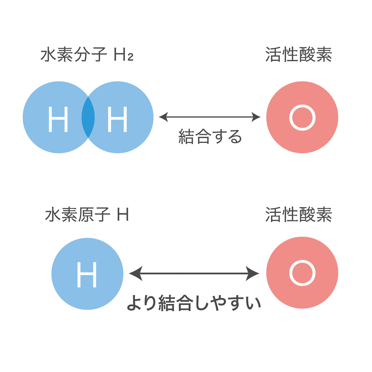 水素分子の構造説明図